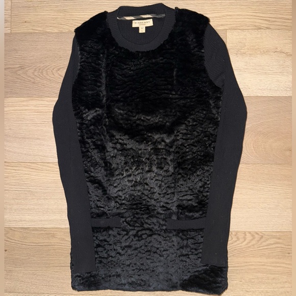 Burberry Rabbit Fur Front Silk/Wool Tunic Dress - Picture 1 of 8